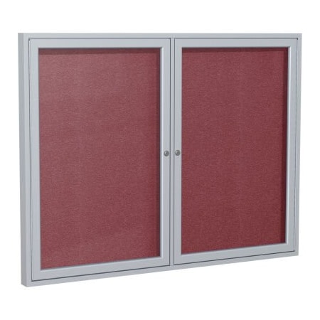 Ghent Ghent Enclosed Bulletin Board, Outdoor, 2 Door, 60"W x 48"H, Berry Vinyl/Silver Frame PA24860VX-187